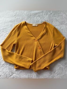 Altar’d State Yellow Cardigan Cropped long sleeve top